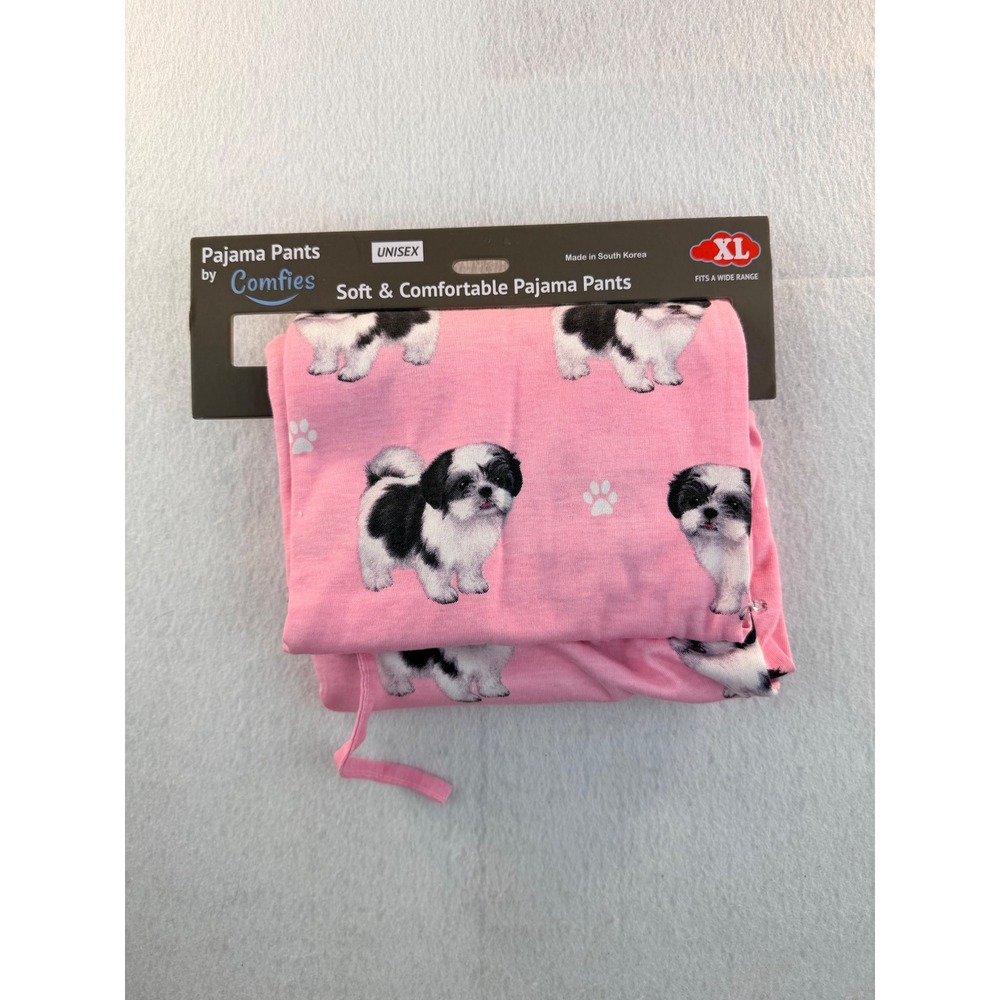 Comfies Unisex Pink Shih Tzu Dog Print Pajama Pants XL New